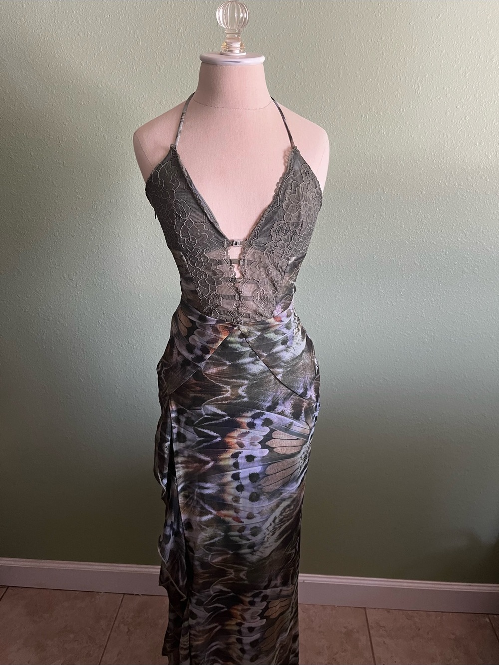 Outcast butterfly Lace Halter Maxi Dress
